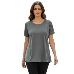 Icyzone Women's Athletic Tee Shirt XL Heather Gray Short Sleeve Crew Neck Active